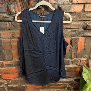 NWT Banana Republic Factory Navy Blue Relaxed Sleeveless Tank Top PL